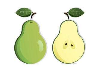 Illustration of a green pear from different sides