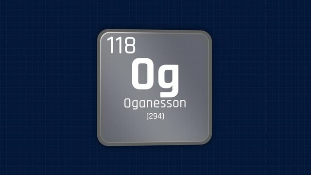 Oganesson or Og Element Periodic Table Animation on Grid Background and Green Screen