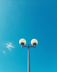street lamp on blue sky background