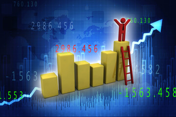 3d rendering Stock market online business concept. business Graph successful business man
