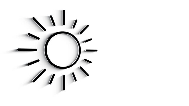 3D Line Icon sun for text Animation on white background.