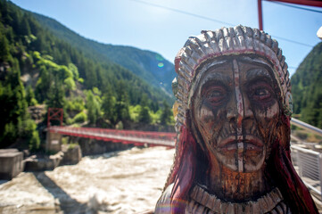 Indians statue Hell's Gate at the Fraser River