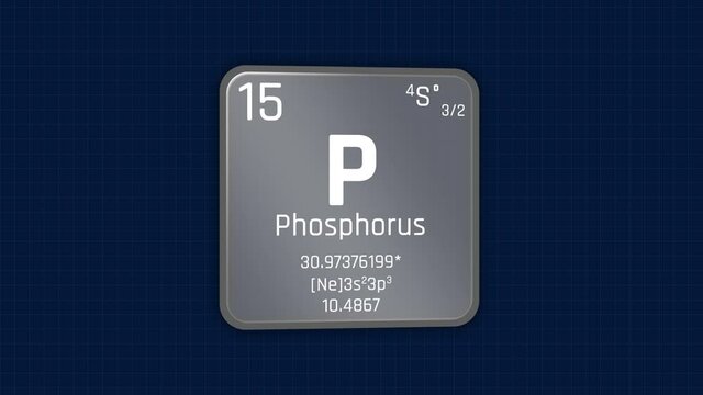 Phosphorus or P Element Periodic Table Animation on Grid Background and Green Screen