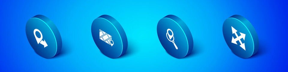 Set Isometric Location, Search location, Road traffic sign and City map navigation icon. Vector