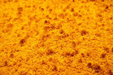 Dough crumble on fresh crumble cake
