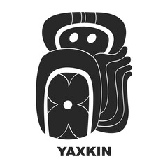 Vector icon with Glyph from Maya Haab calendar. Calendar month symbol Yaxkin