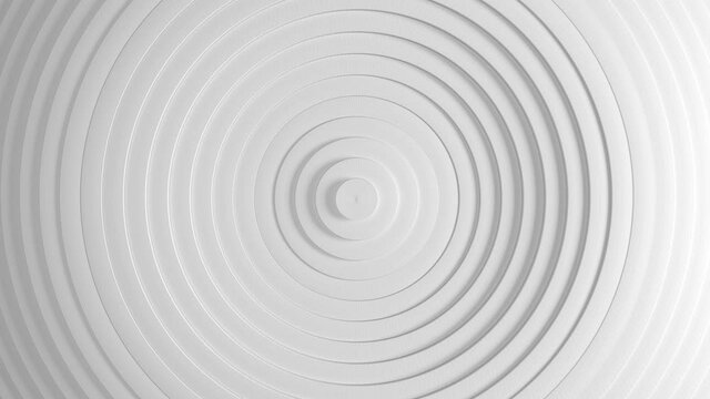 White minimalism Abstract pattern of circles with the effect of displacement. White clean rings animation. Abstract background for business presentation. Seamless loop 4k Top view