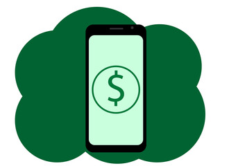 Mobile phone with a dollar image. Money symbol