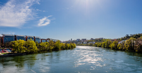 Panorama de Saint Clair et Lyon vu depuis la passerelle de la paix