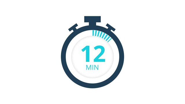 The 60 minutes, stopwatch icon. Stopwatch icon in flat style, timer on on color background. Motion graphics.