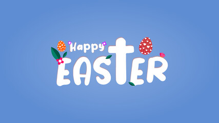 Fototapeta premium Happy Easter with ornament like as egg, leaf, flower and anymore.