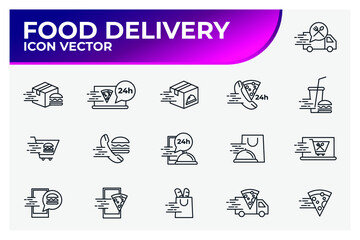 Set of Food Delivery icon. Food Delivery pack symbol template for graphic and web design collection logo vector illustration