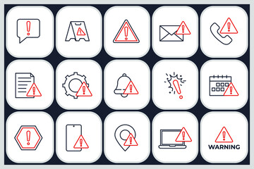 Set of Warning sign icon. Warnings pack symbol template for graphic and web design collection logo vector illustration