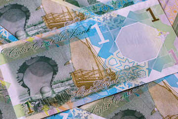 Close up of new 1 Qatari Riyal banknote