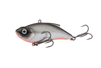 Wobbler with hooks for fishing as bait for fish, which is used for spinning. Fishing tackle for a fisherman.