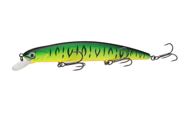 Wobbler with hooks for fishing as bait for fish, which is used for spinning. Fishing tackle for a...