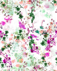 SPRING WATERCOLOR FLORAL PATTERN, PERFECT FOR DECORATION AND TEXTILES