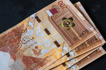 Close up of new 200 Qatari Riyal banknote