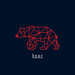 Orange polygonal bear and text with dark blue background