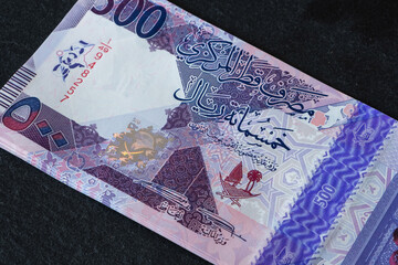 Close up of new 500 Qatari Riyal banknote