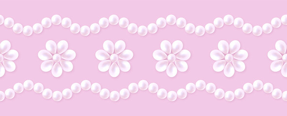 Pastel seamless border with pink pearl pattern