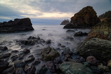 Sunset at a Rocky Beach, Northern California Coast - 424827396