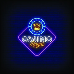 Fototapeta premium Casino Royal Neon Signs Style Text Vector