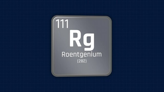 Roentgenium or Rg Element Periodic Table Animation on Grid Background and Green Screen