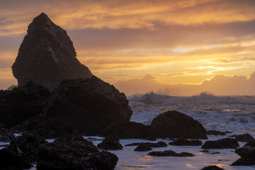 Sunset at a Rocky Beach, Northern California Coast - 424827726