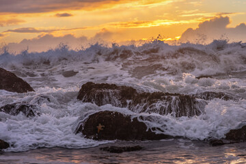 Sunset at a Rocky Beach, Northern California Coast - 424828951