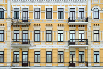 Fototapeta premium Facade of an old building in Kyiv Ukraine
