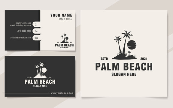 Vintage palm beach logo template monogram style
