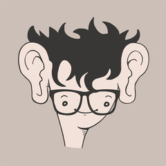 Student very intelligent with big ears