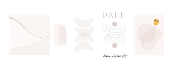 Modern abstract shapes art. Trendy organic forms and line art drawing.