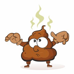 Funny Poop Character. Cute cartoon mascot character. Face stinky poop shit emoji icon, colorful pictogram. Emotions of confusion and surprise.