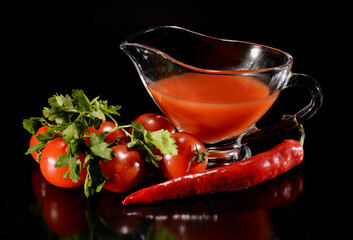 Still life with vegetables and sauce