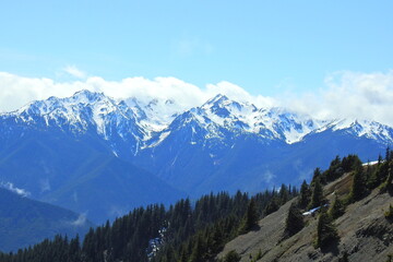 The beautiful scenery of the Olympic Mountains in the Pacific Northwest, Olympic National Park, Washington State.