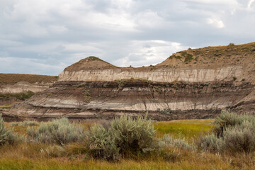 Drumheller is a town northeast of Calgary, in Alberta, Canada. On the edge of town, in Midland Provincial Park, the Royal Tyrrell Museum contains a large collection of dinosaur fossils. Downtown, stai