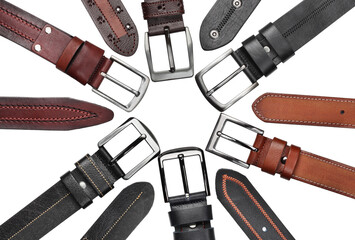 Belt, belt, top view, isolated on white background.