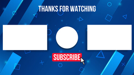 Youtube End Screen with green design and green lines. Youtube Video Template, background, Outro Card, endscreen, banner, channel. Social media design.