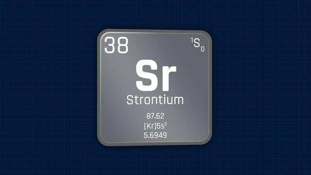 Strontium or Sr Element Periodic Table Animation on Grid Background and Green Screen