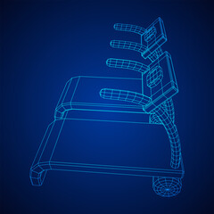Treadmill machine. Gym and fitness equipment. Wireframe low poly mesh vector illustration.