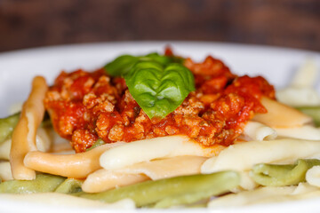 pasta with tomato sauce and basil