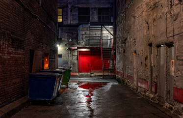 Empty back alley at night