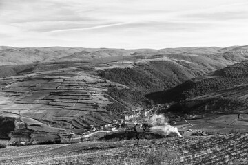 Village view, black and white Turkey 
