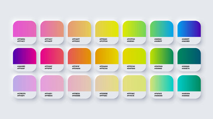 Pantone Colour Palette Catalog Samples Gradient in RGB or HEX Pastel and Neon - obrazy, fototapety, plakaty