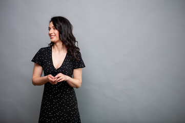 Beautiful dark hair smiling woman portrait