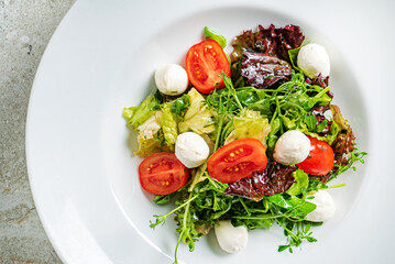 fresh salad with mozzarella and vegetables