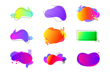 Set of modern Memphis abstract shape with copy space for text. Template for web design, banner, promotion, greeting card, advertising.