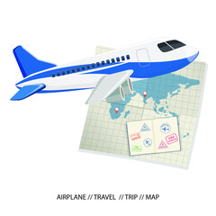 airplane template mockup trip travel map maps